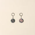 Handcrafted fabric embellished wood keychain (set of 2) 02