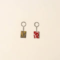 Handcrafted fabric embellished wood keychain (set of 2) 09