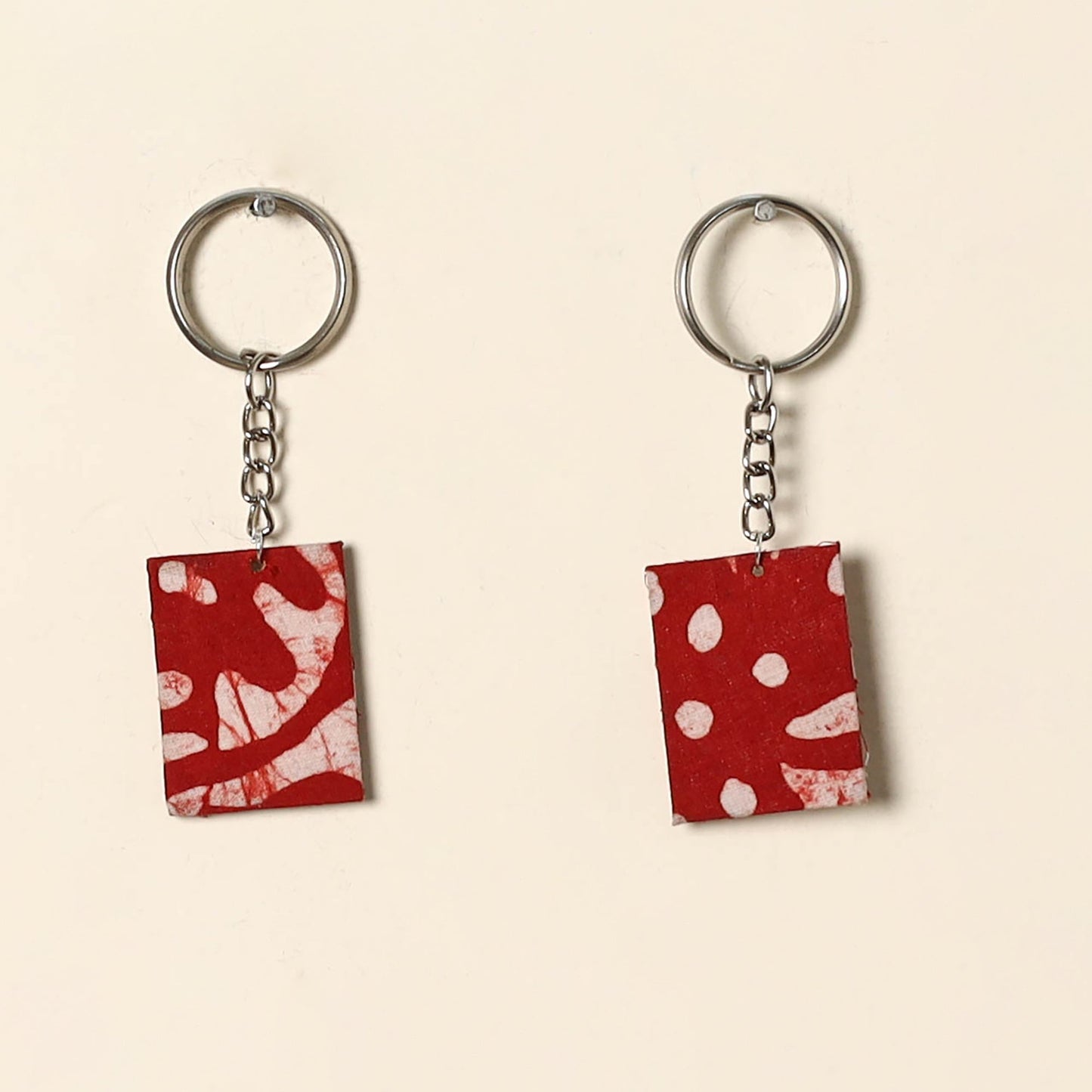 Handcrafted fabric embellished wood keychain (set of 2) 10