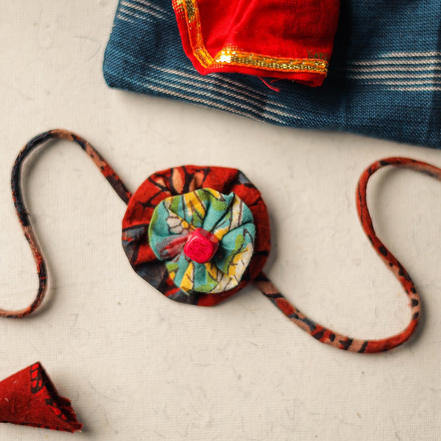  Handcrafted Flower Bead Work Fabart Rakhi 30 