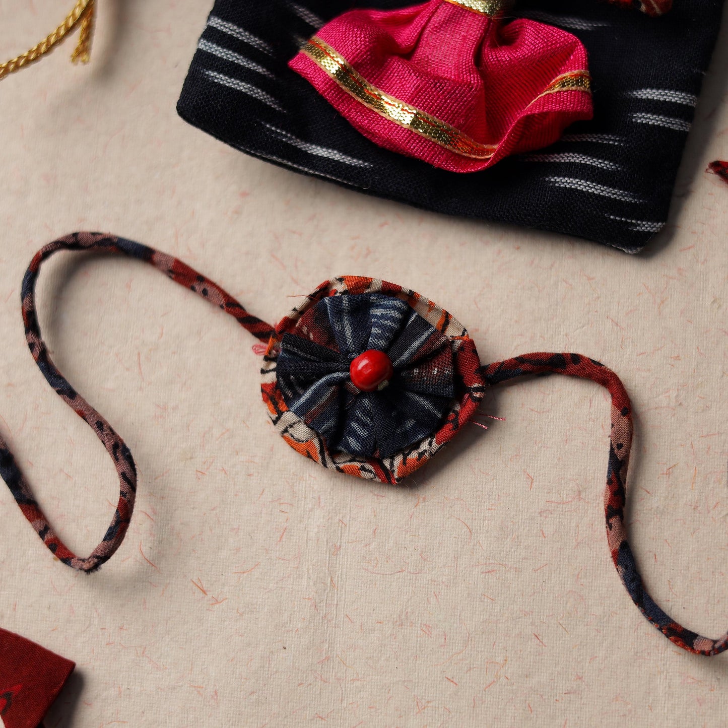 Buy Handcrafted Flower Bead Work Fabart Rakhi 42 Online at iTokri.com