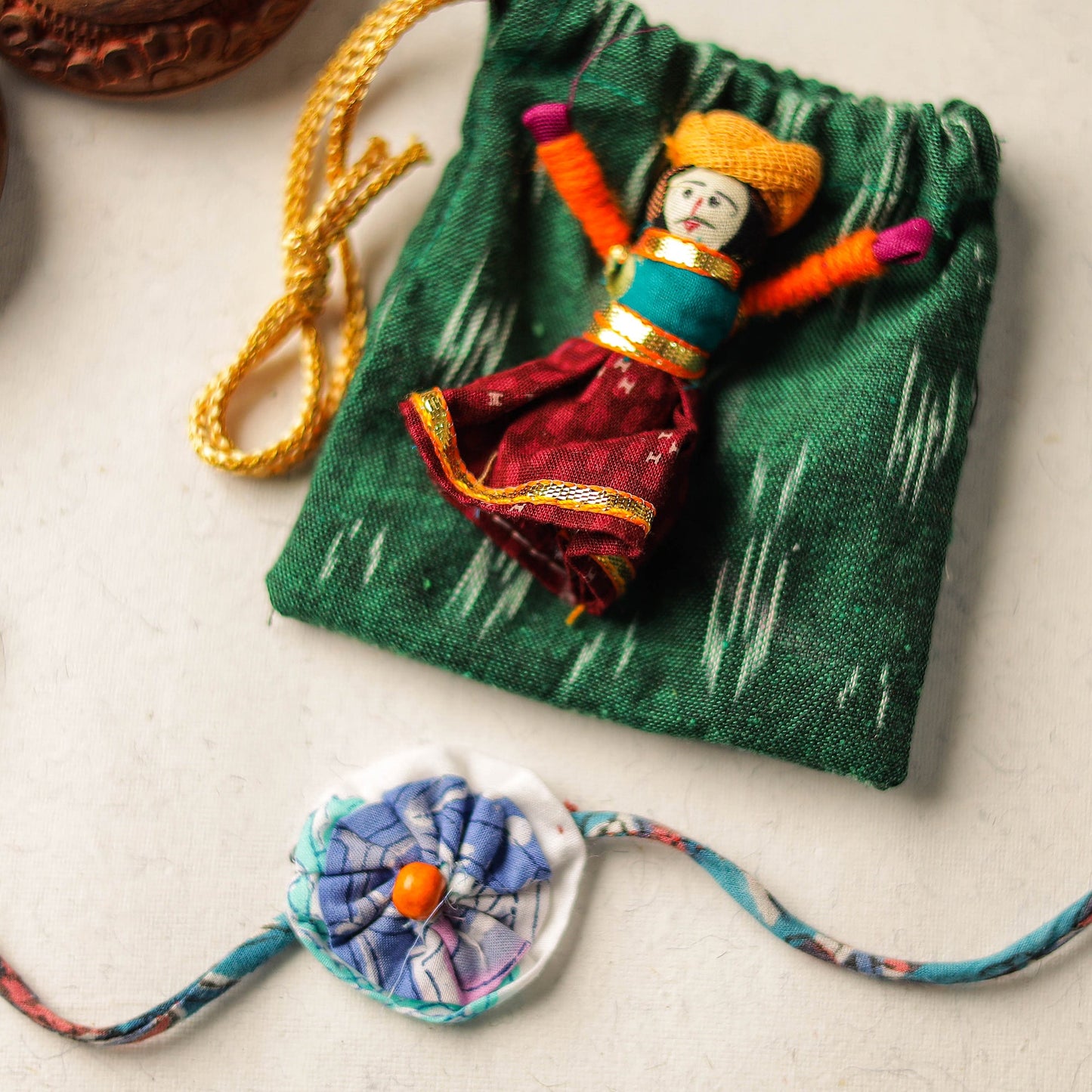 Buy Handcrafted Flower Bead Work Fabart Rakhi 50 Online at iTokri.com