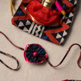  Handcrafted Flower Bead Work Fabart Rakhi 55 