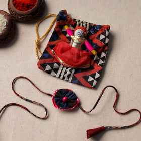  Handcrafted Flower Bead Work Fabart Rakhi 55 