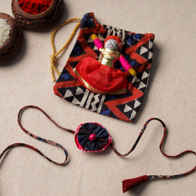  Handcrafted Flower Bead Work Fabart Rakhi 55 