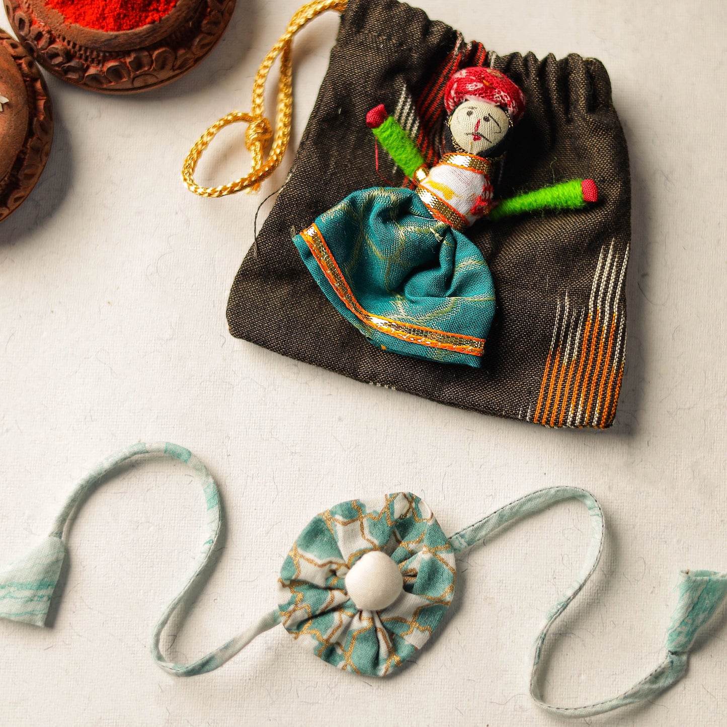  Handcrafted Flower Fabart Rakhi 22 