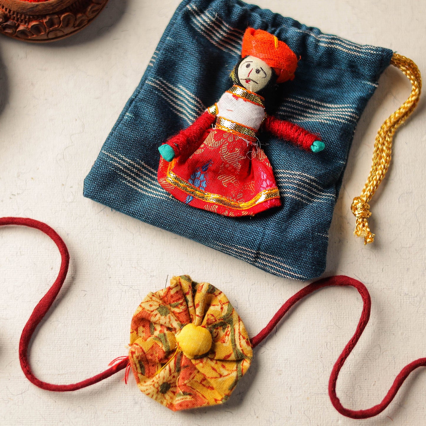  Handcrafted Flower Fabart Rakhi 29 