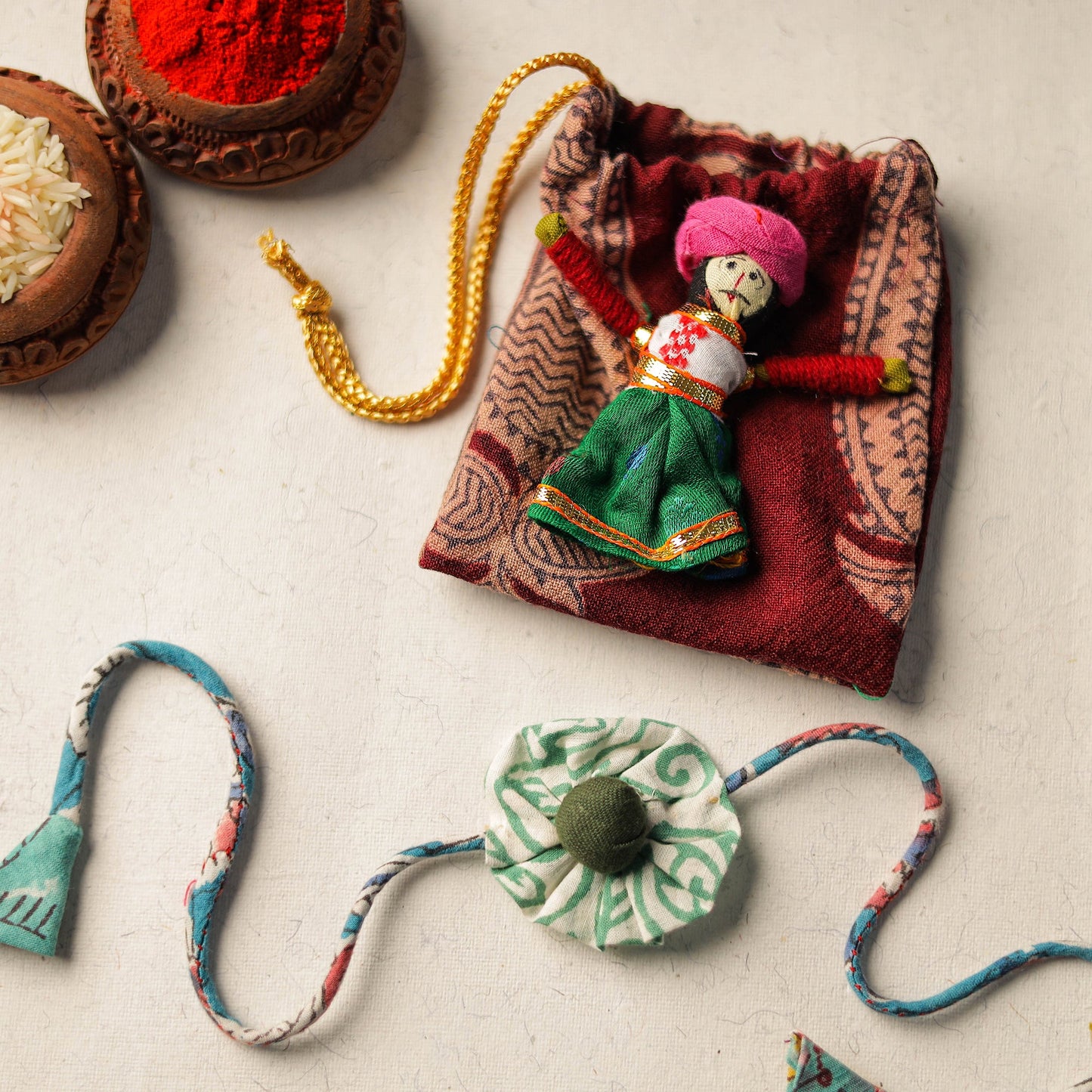 Buy Handcrafted Flower Fabart Rakhi 37 Online at iTokri.com