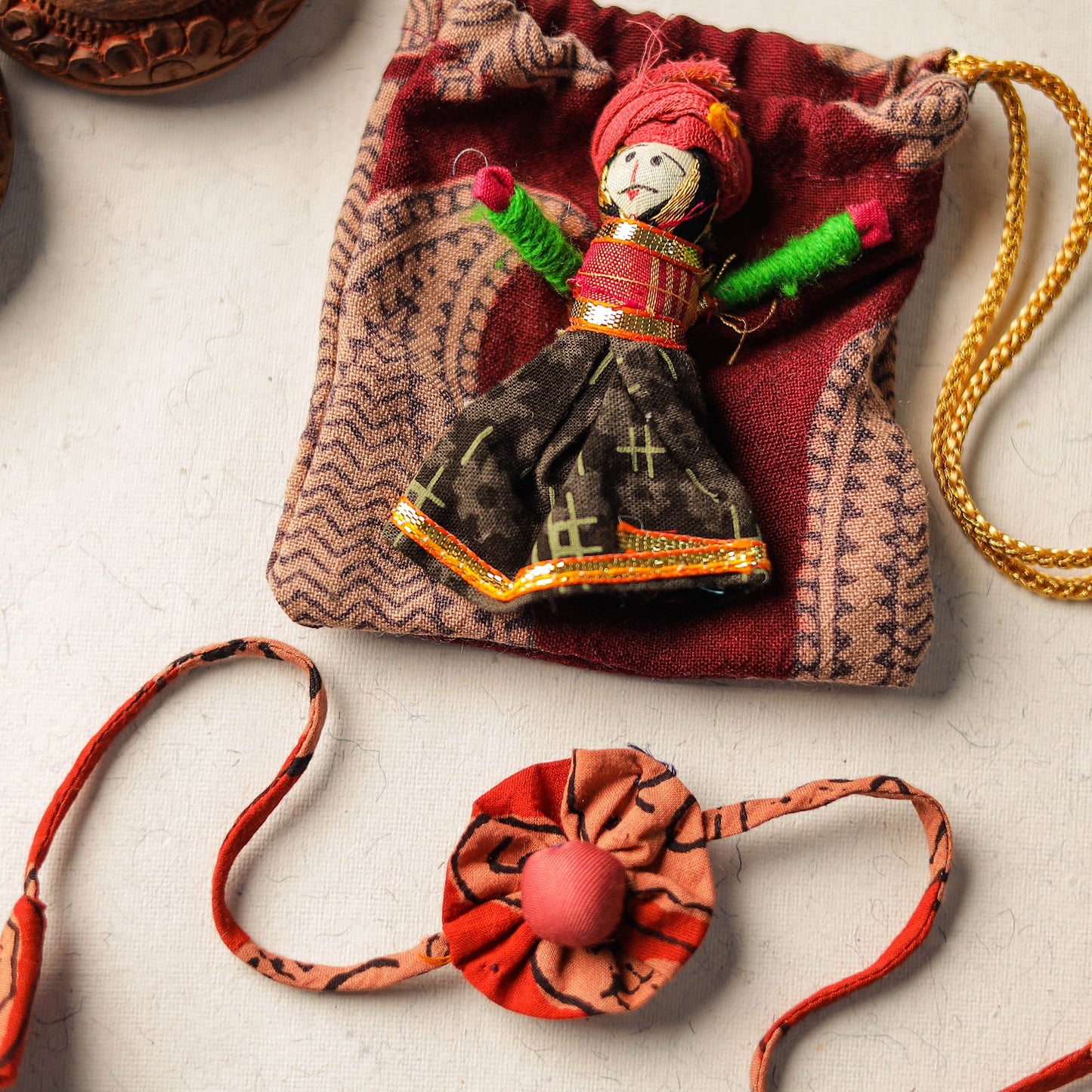  Handcrafted Flower Fabart Rakhi 38 