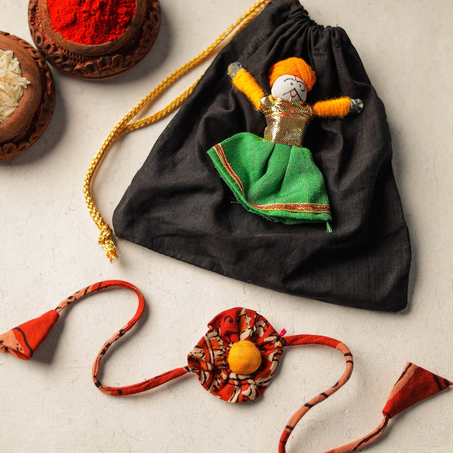  Handcrafted Flower Fabart Rakhi 46 