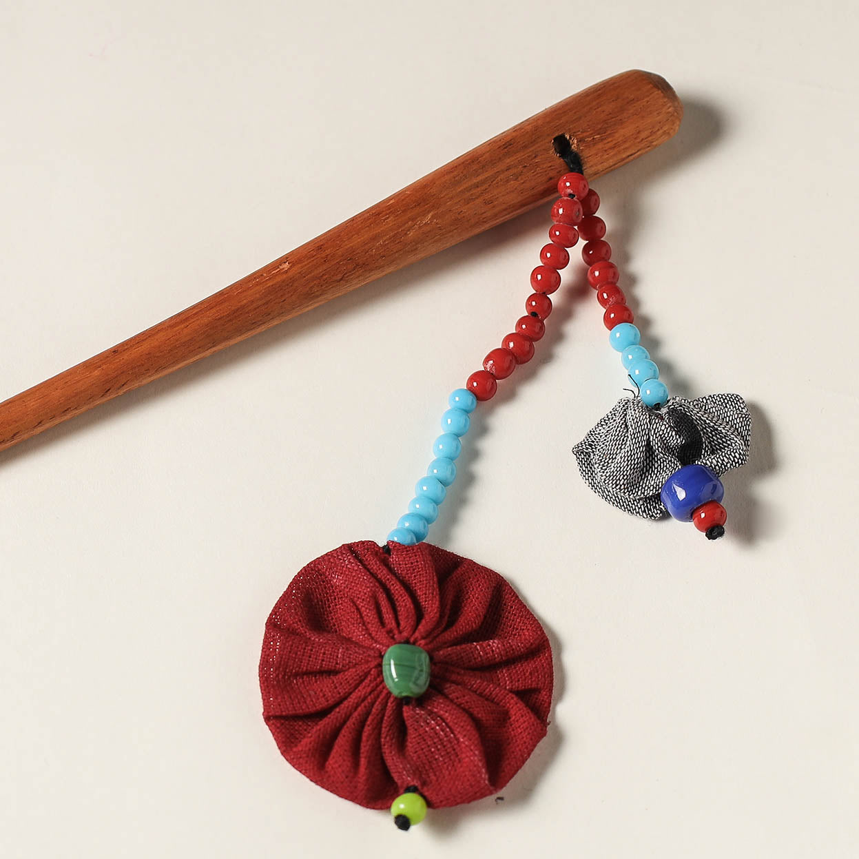  Handcrafted Gamcha Fabart Beadwork Wooden Juda Stick by Rangila Dhaga 