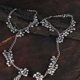 Handcrafted Ghungroo German Silver Ring Bracelet (Set of 2)