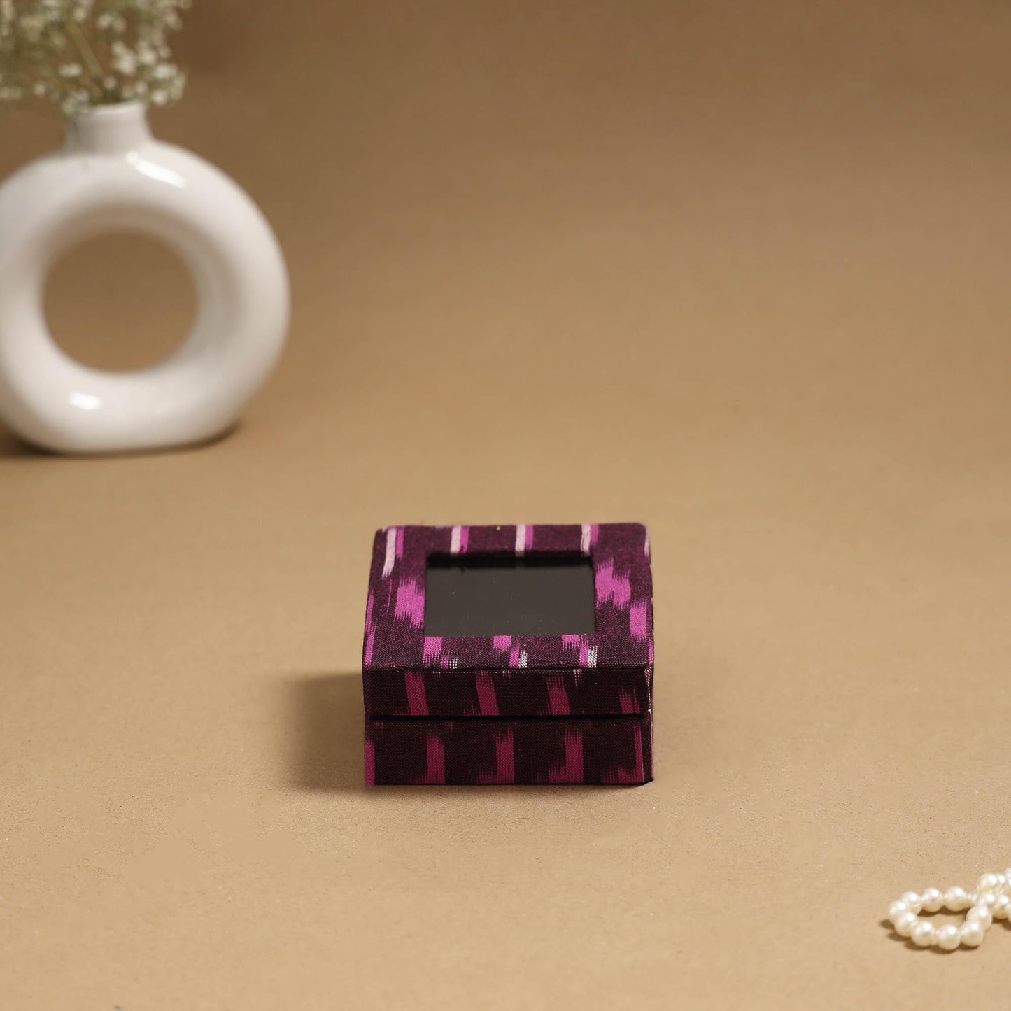 Handcrafted ikat fabric ring/earring box 42