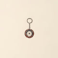 Handcrafted jute fabric embellished wood keychain 11