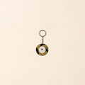 Handcrafted jute fabric embellished wood keychain 14