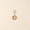 Handcrafted jute fabric embellished wood keychain 15