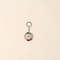 Handcrafted jute fabric embellished wood keychain 16
