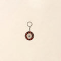 Handcrafted jute fabric embellished wood keychain 18