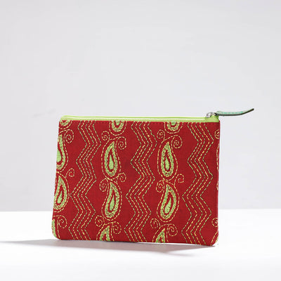  Handcrafted Kantha Embroidery Multipurpose Pouch 