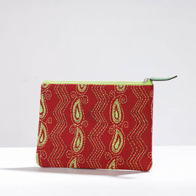  Handcrafted Kantha Embroidery Multipurpose Pouch 