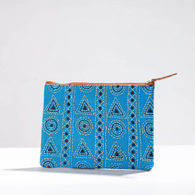  Handcrafted Kantha Embroidery Multipurpose Pouch 