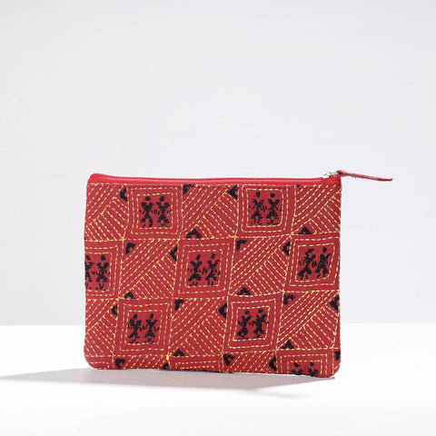  Handcrafted Kantha Embroidery Multipurpose Pouch 