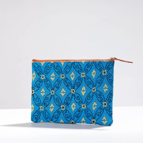  Handcrafted Kantha Embroidery Multipurpose Pouch 