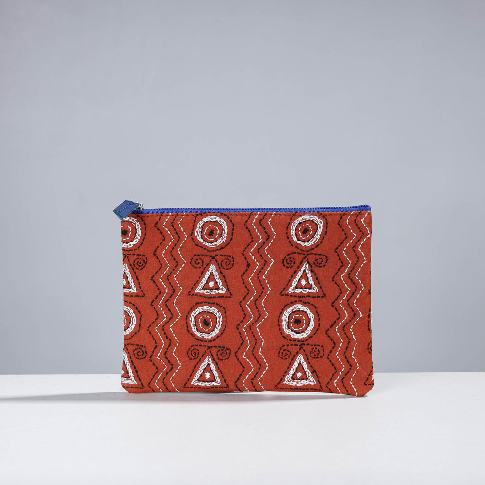  Handcrafted Kantha Embroidery Multipurpose Pouch 