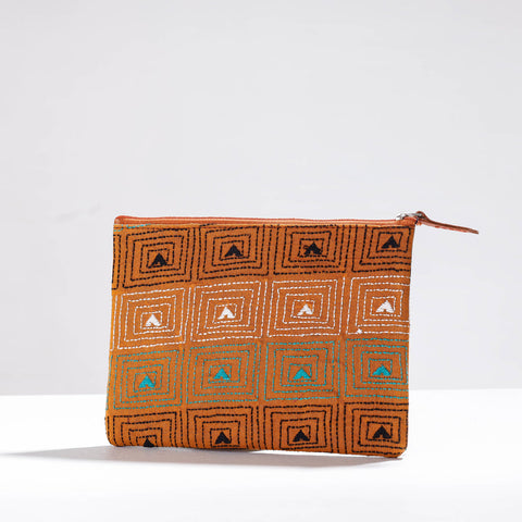  Handcrafted Kantha Embroidery Multipurpose Pouch 