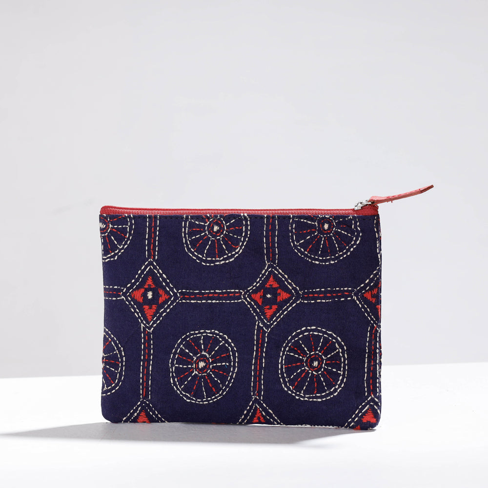  Handcrafted Kantha Embroidery Multipurpose Pouch 