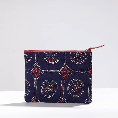  Handcrafted Kantha Embroidery Multipurpose Pouch 