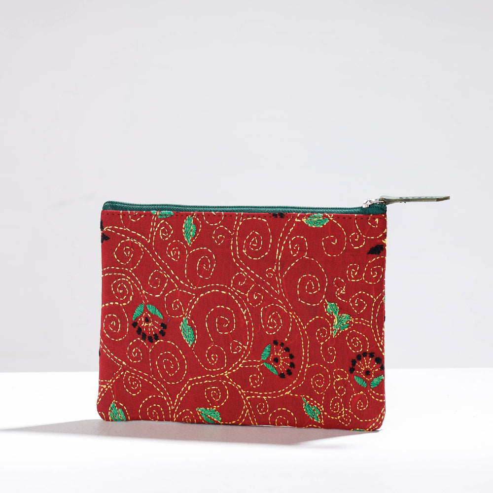  Handcrafted Kantha Embroidery Multipurpose Pouch 