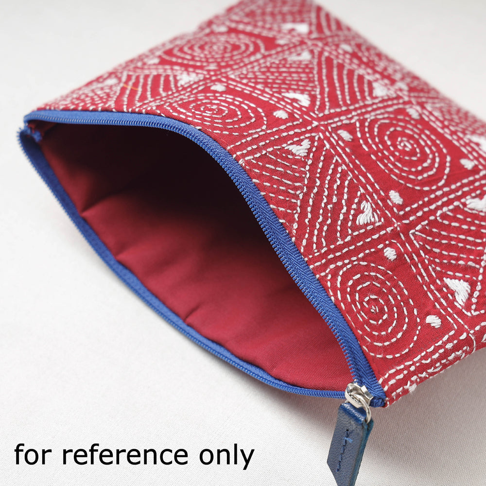  Handcrafted Kantha Embroidery Multipurpose Pouch 