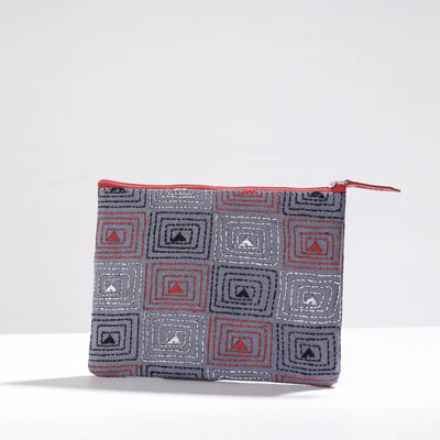  Handcrafted Kantha Embroidery Multipurpose Pouch 