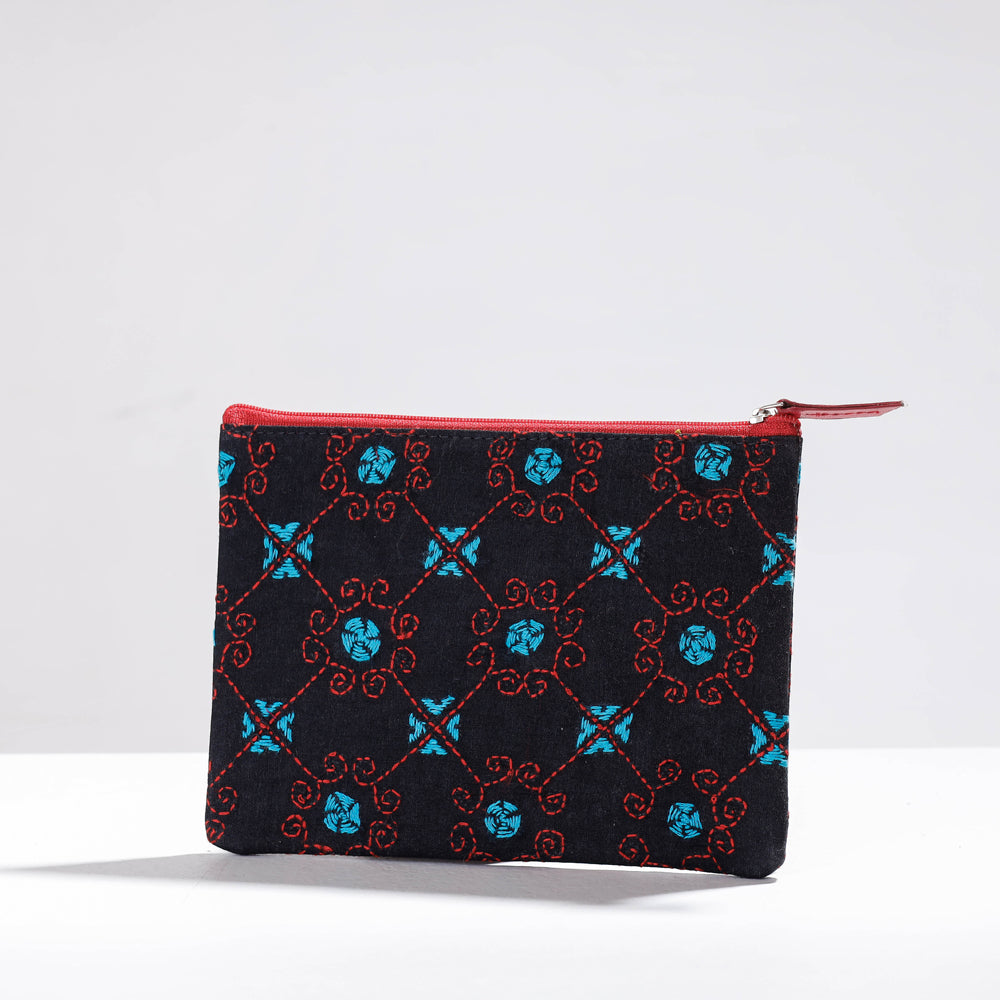  Handcrafted Kantha Embroidery Multipurpose Pouch 