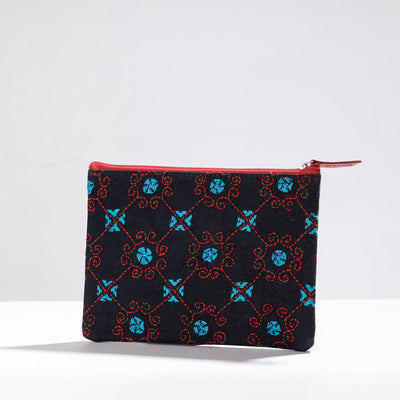  Handcrafted Kantha Embroidery Multipurpose Pouch 