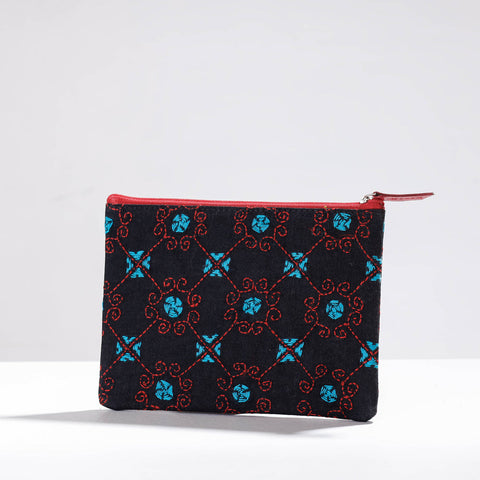  Handcrafted Kantha Embroidery Multipurpose Pouch 