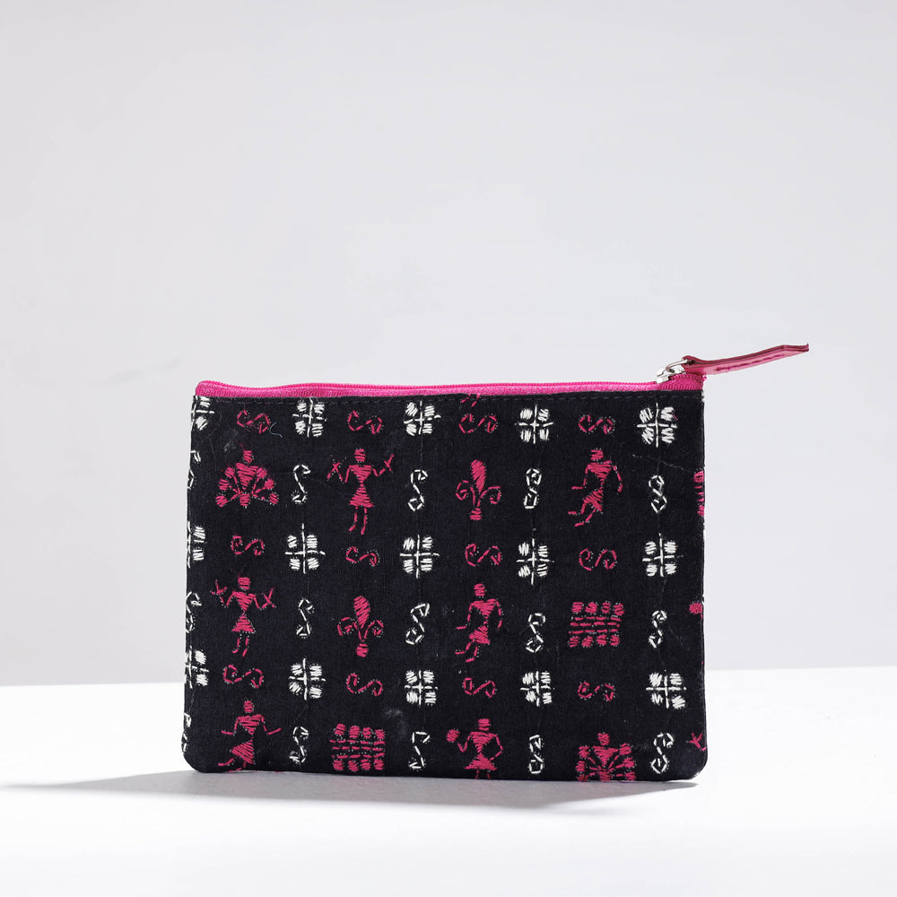  Handcrafted Kantha Embroidery Multipurpose Pouch 