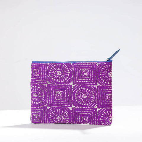  Handcrafted Kantha Embroidery Multipurpose Pouch 