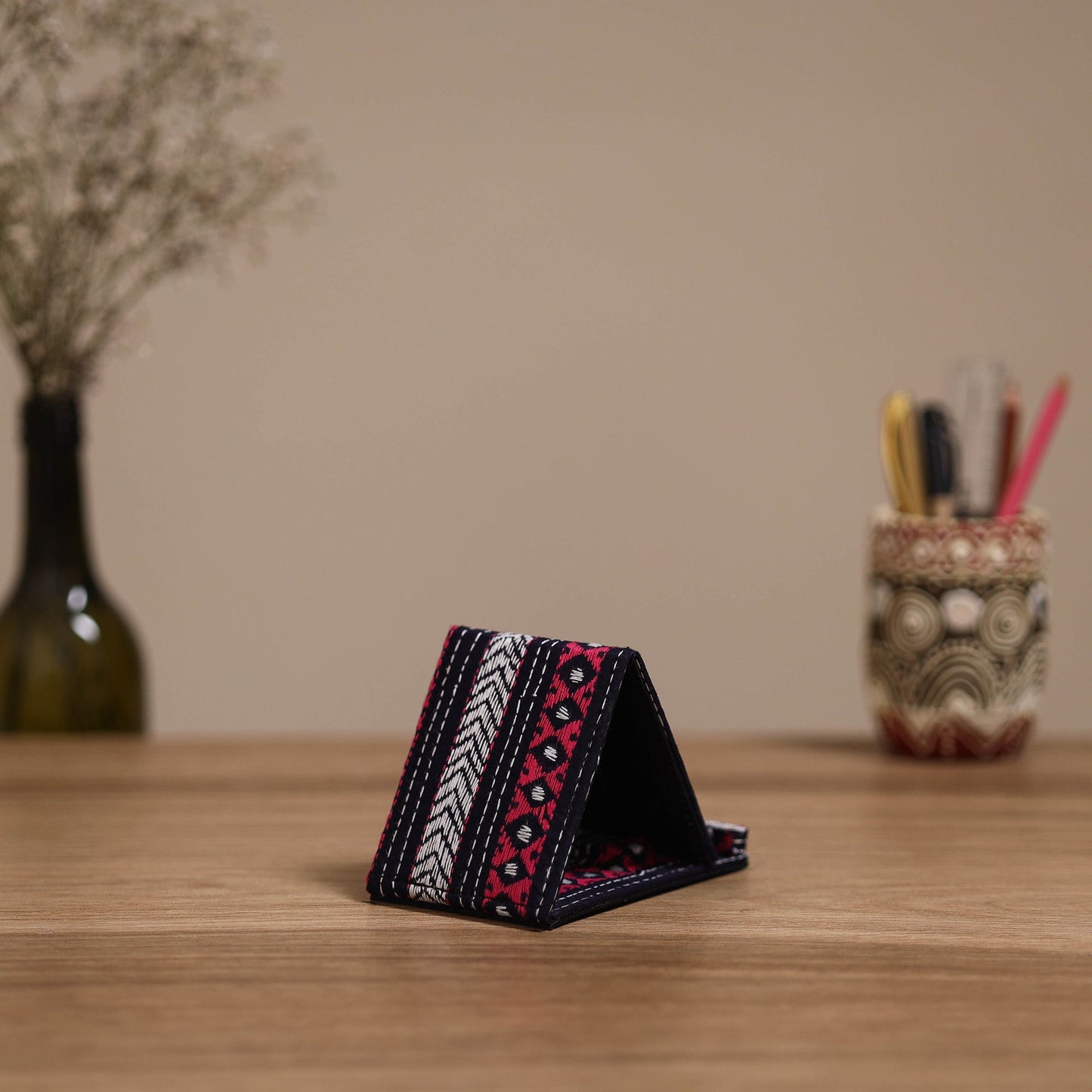 Handcrafted kantha hand embroidered mobile stand 06