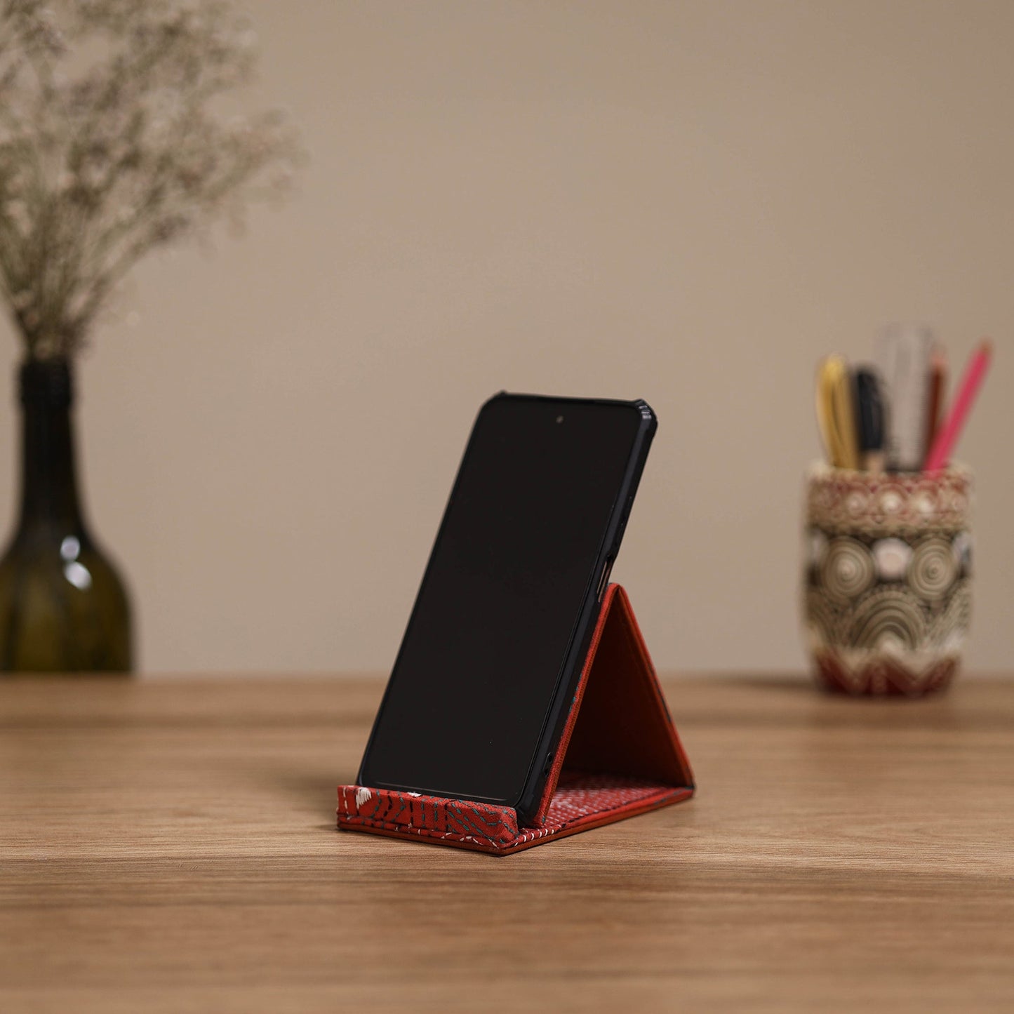 Handcrafted kantha hand embroidered mobile stand 07