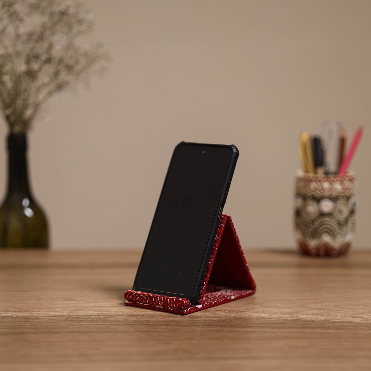 Handcrafted kantha hand embroidered mobile stand 08