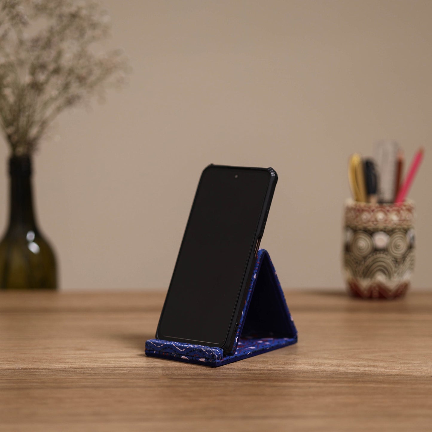 Handcrafted kantha hand embroidered mobile stand 10