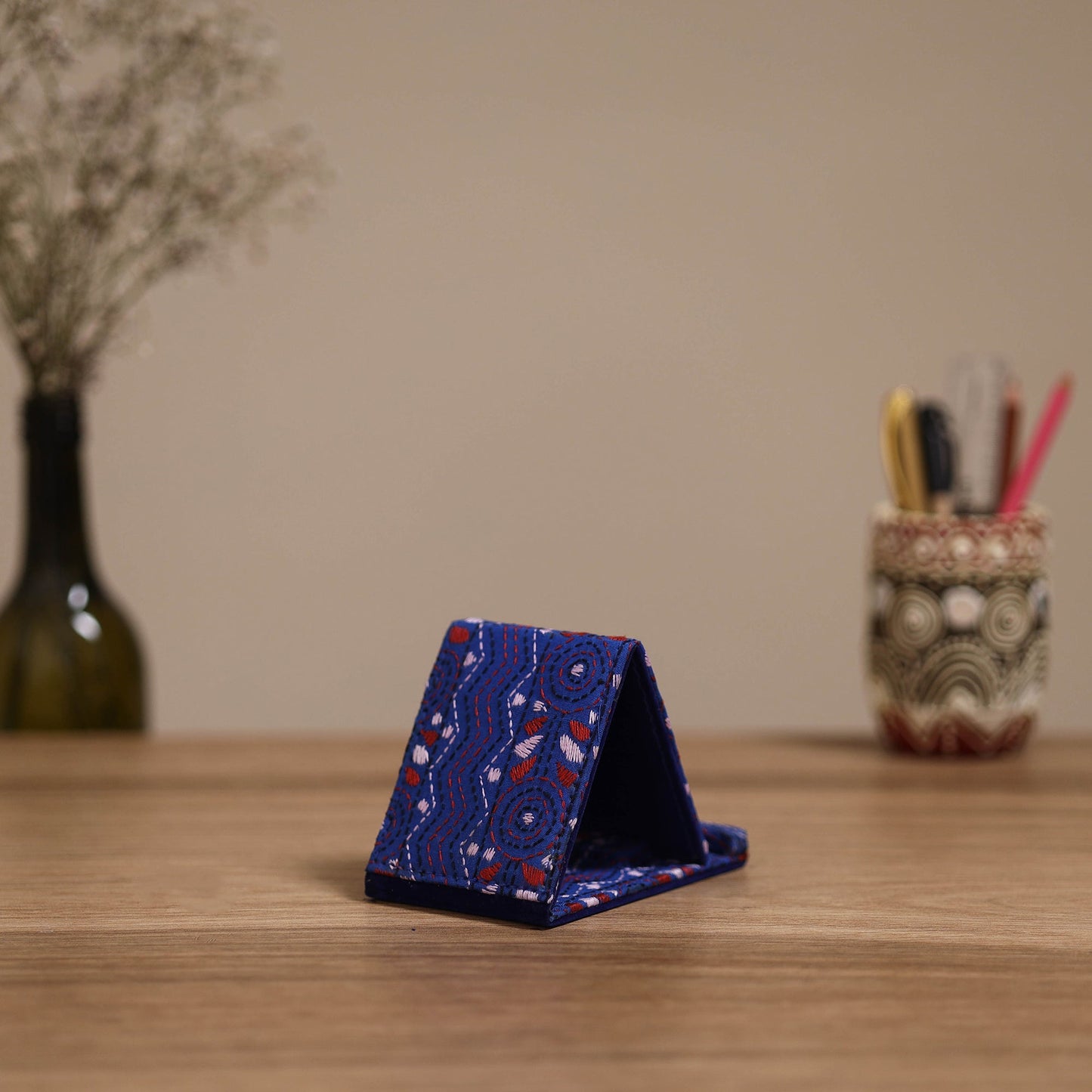 Handcrafted kantha hand embroidered mobile stand 10