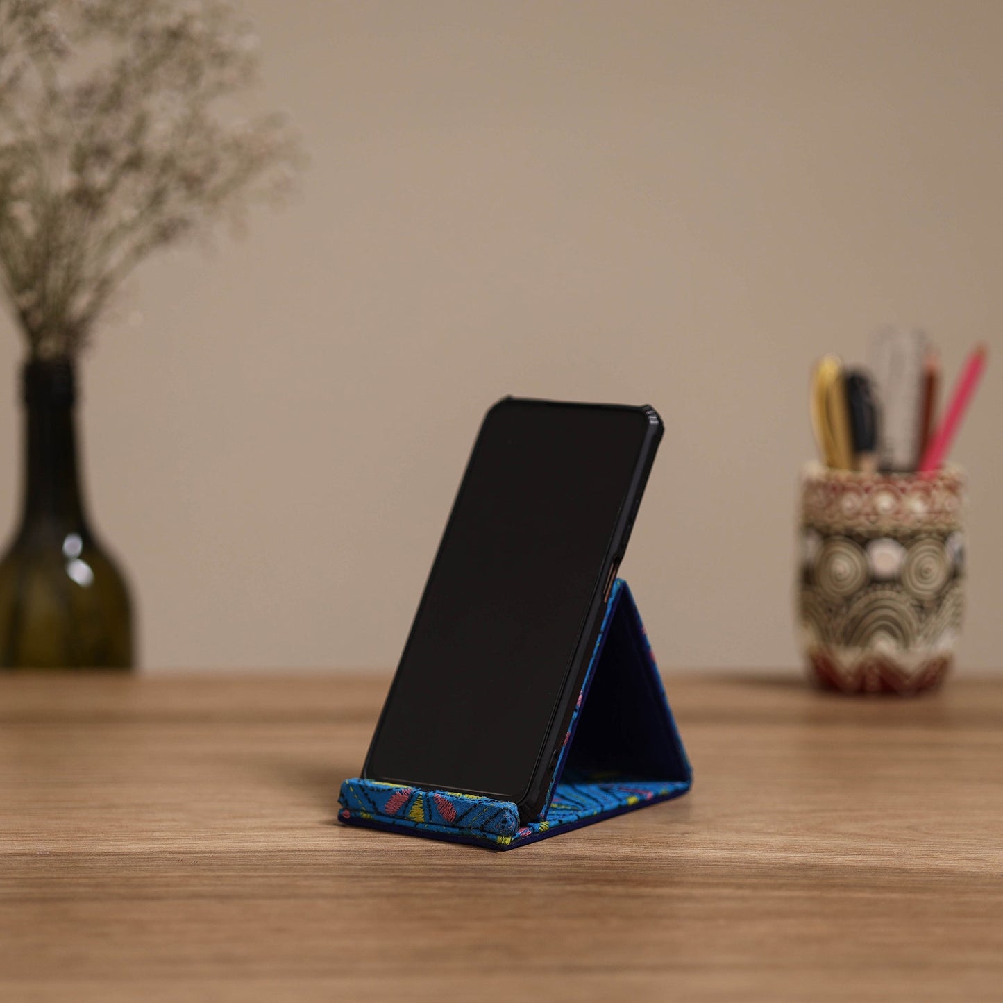 Handcrafted kantha hand embroidered mobile stand 11