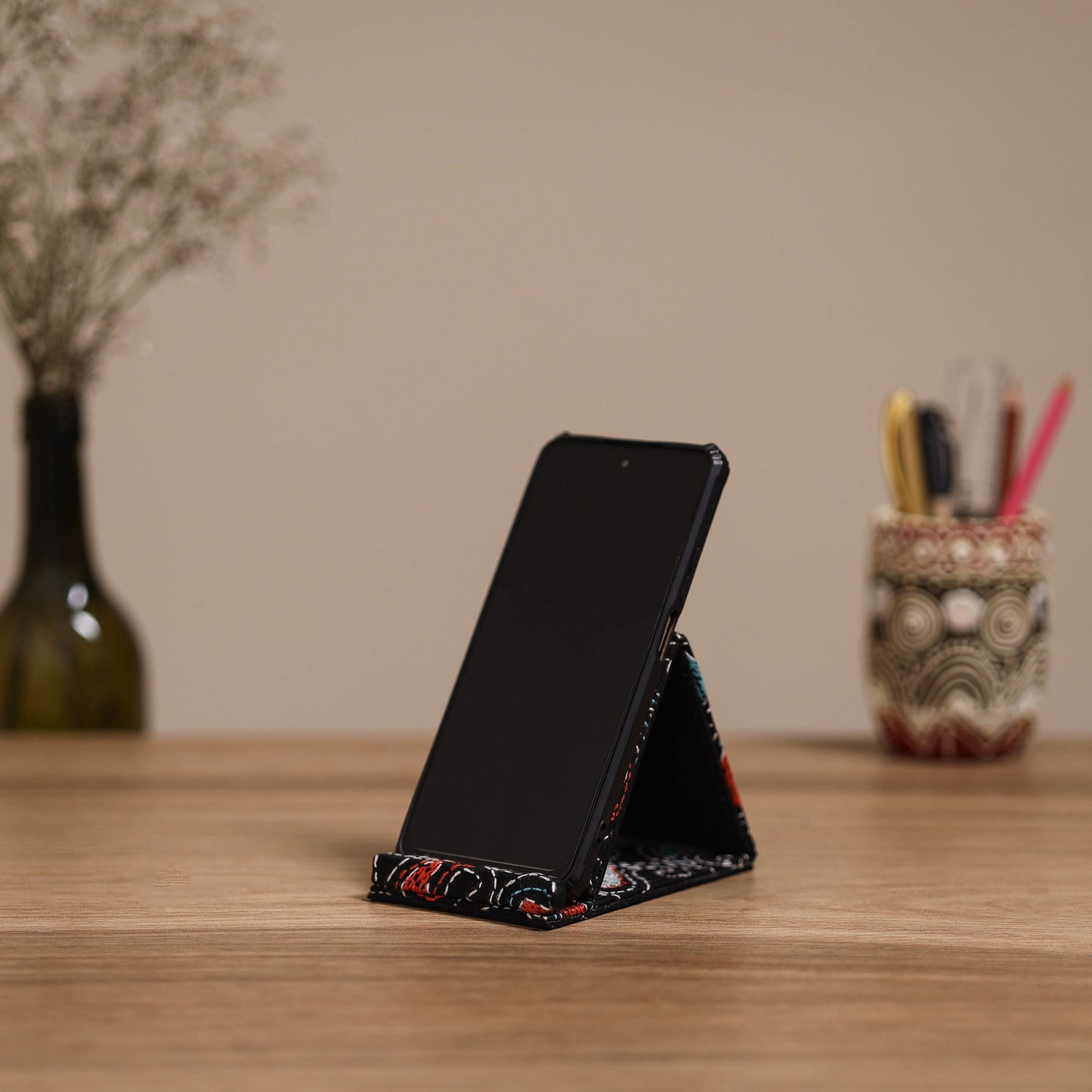 Handcrafted kantha hand embroidered mobile stand 12