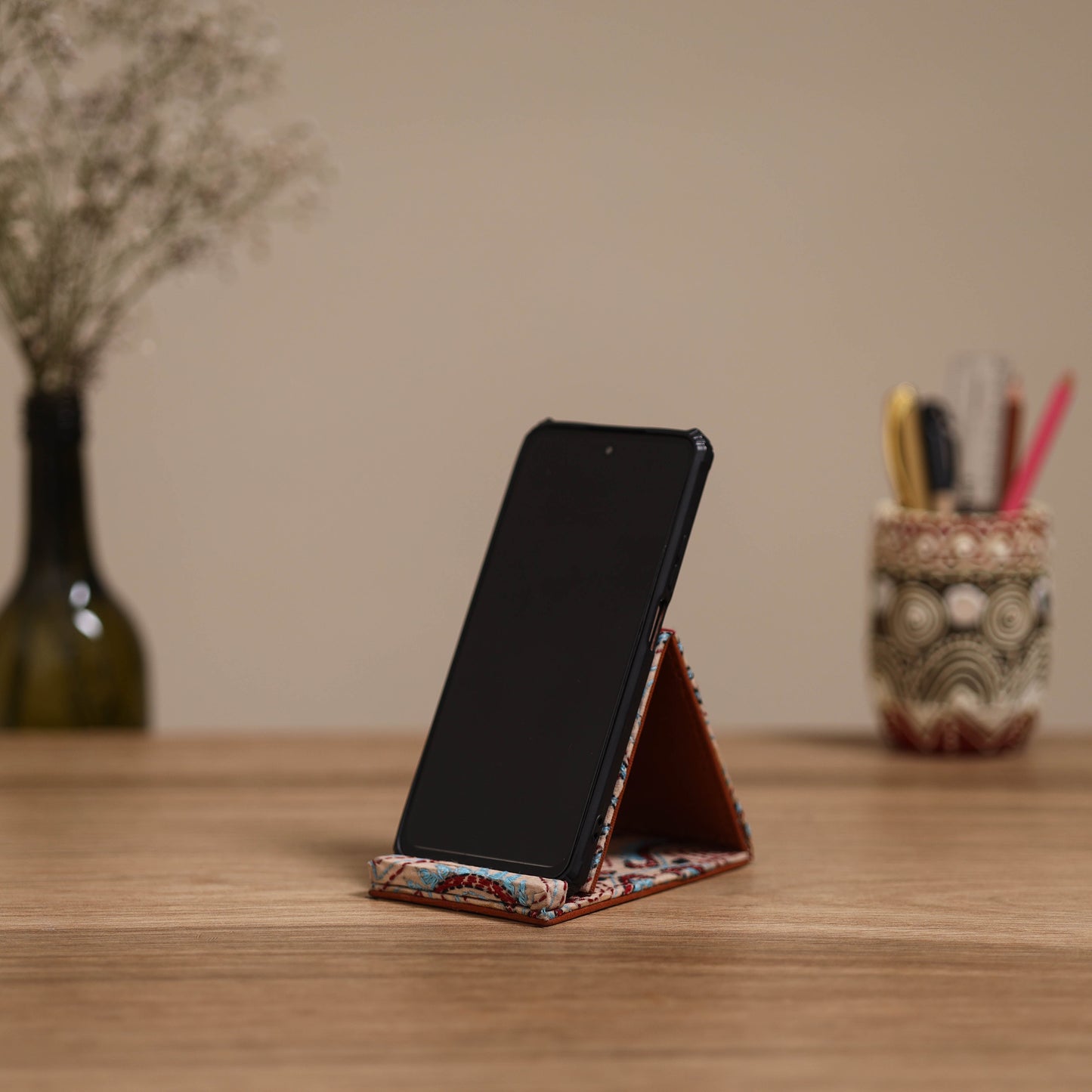 Handcrafted kantha hand embroidered mobile stand 13