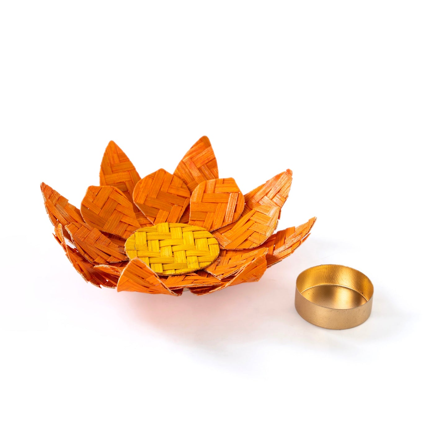 Handcrafted lotus bamboo tea light holder