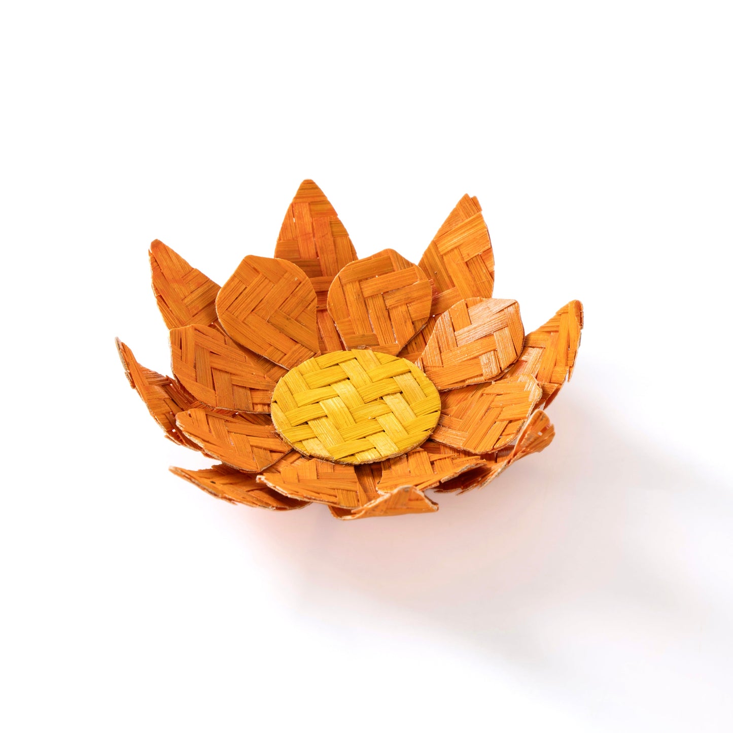 Handcrafted lotus bamboo tea light holder