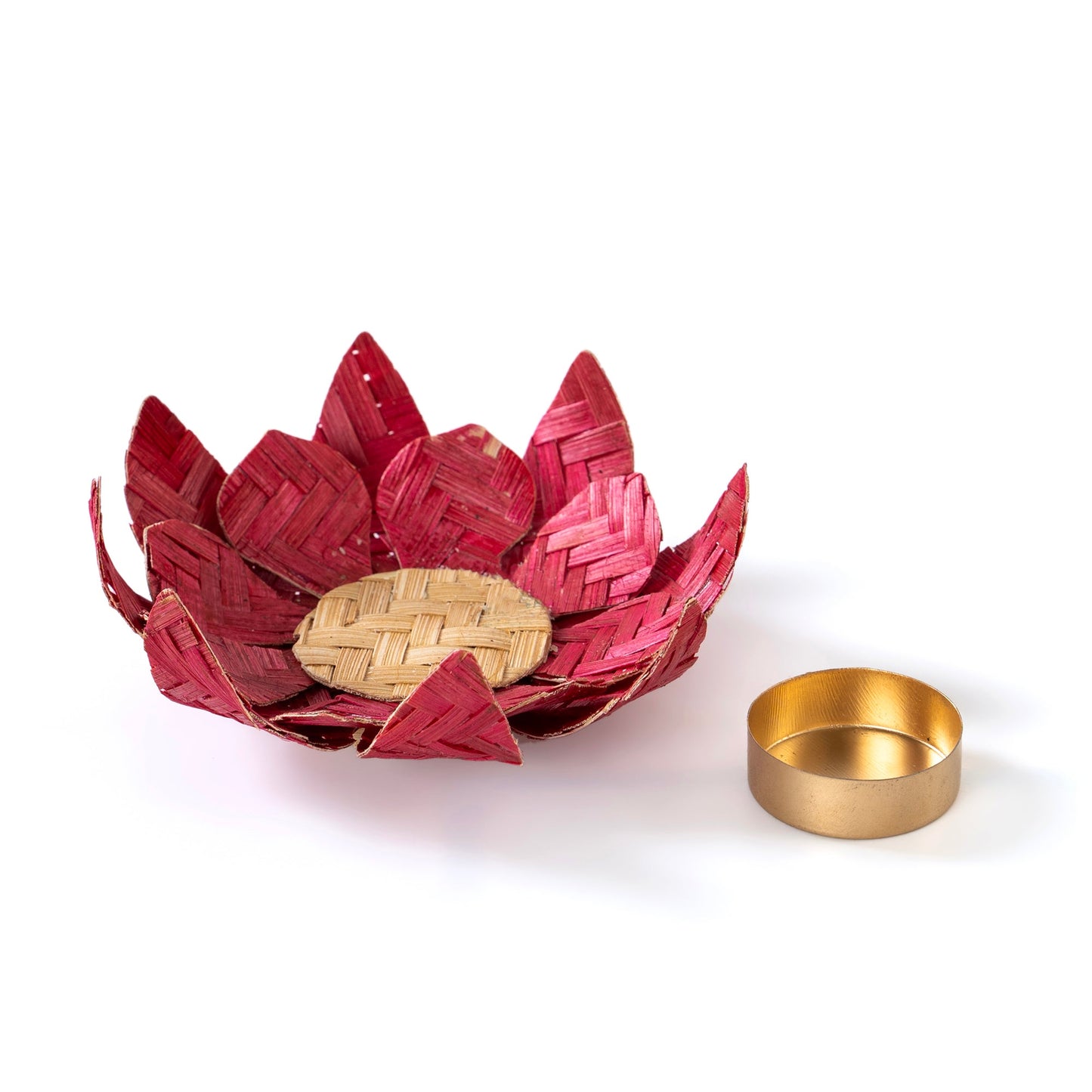 Handcrafted lotus bamboo tea light holder